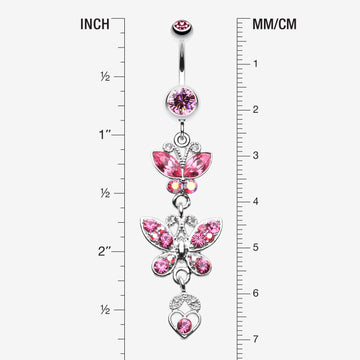 Detail View 1 of Jeweled Butterflies Belly Button Rings-Light Pink